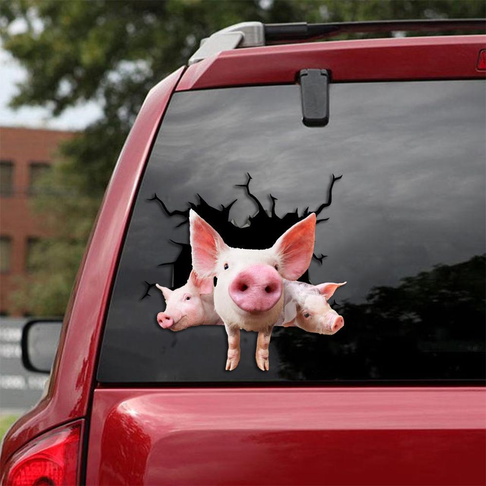 PIG CRACK STICKER ANIMALS LOVER 1