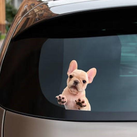 BABY FRENCH BULLDOG CRACK CAR STICKER