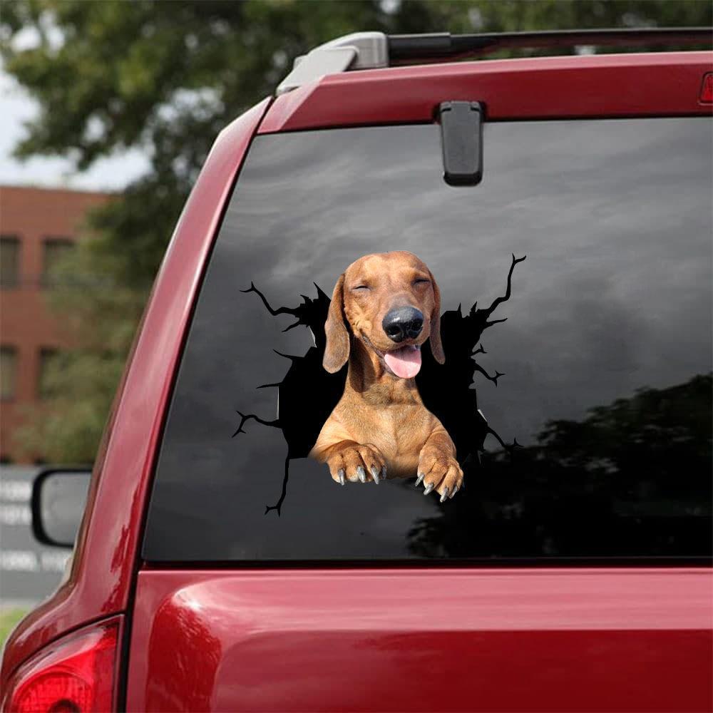 Dachshund Crack Car Sticker, Toilet Sticker, Fridge Sticker (41)