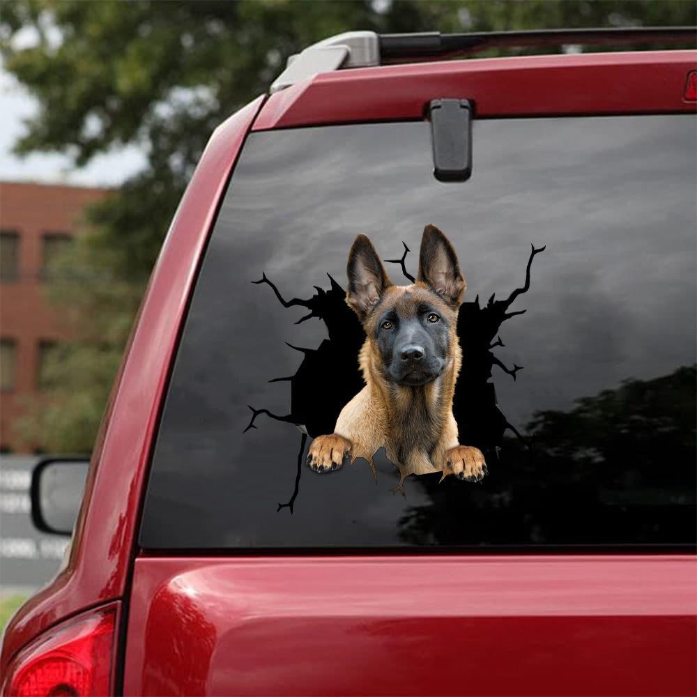 Belgian Malinois Crack Car Sticker, Toilet Sticker, Fridge Sticker 4