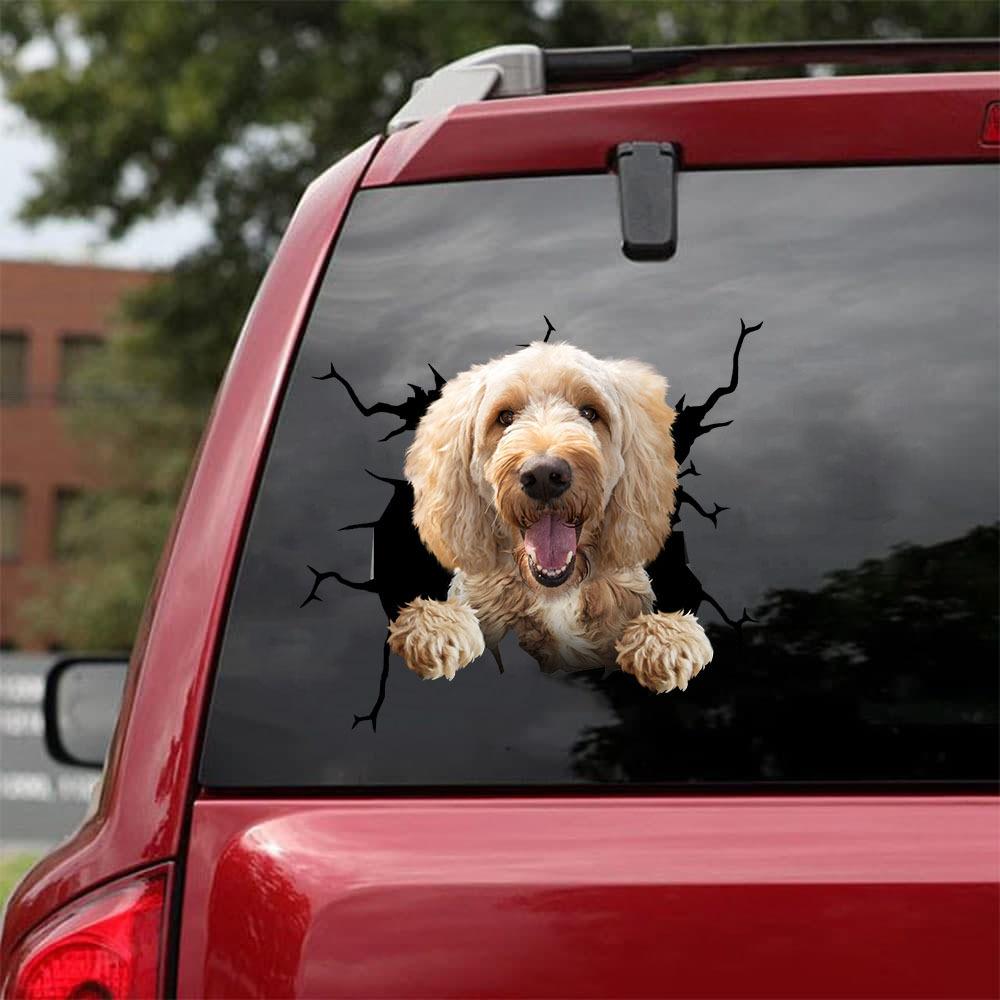 LABRADOODLE CRACK CAR STICKER 2