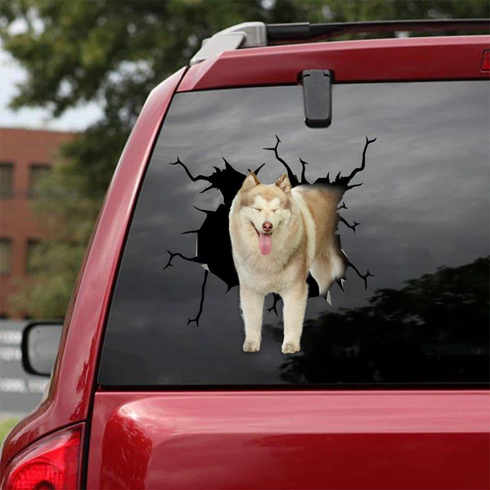 Alaskan Malamute Crack Car Sticker, Toilet Sticker, Fridge Sticker 5