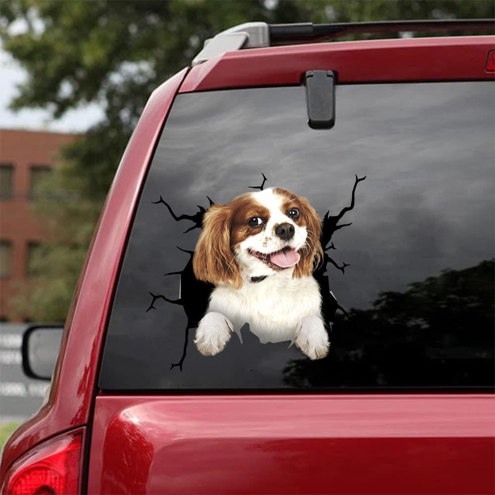 Cavalier King Charles Spaniel Crack Car Sticker, Toilet Sticker, Fridge Sticker 16