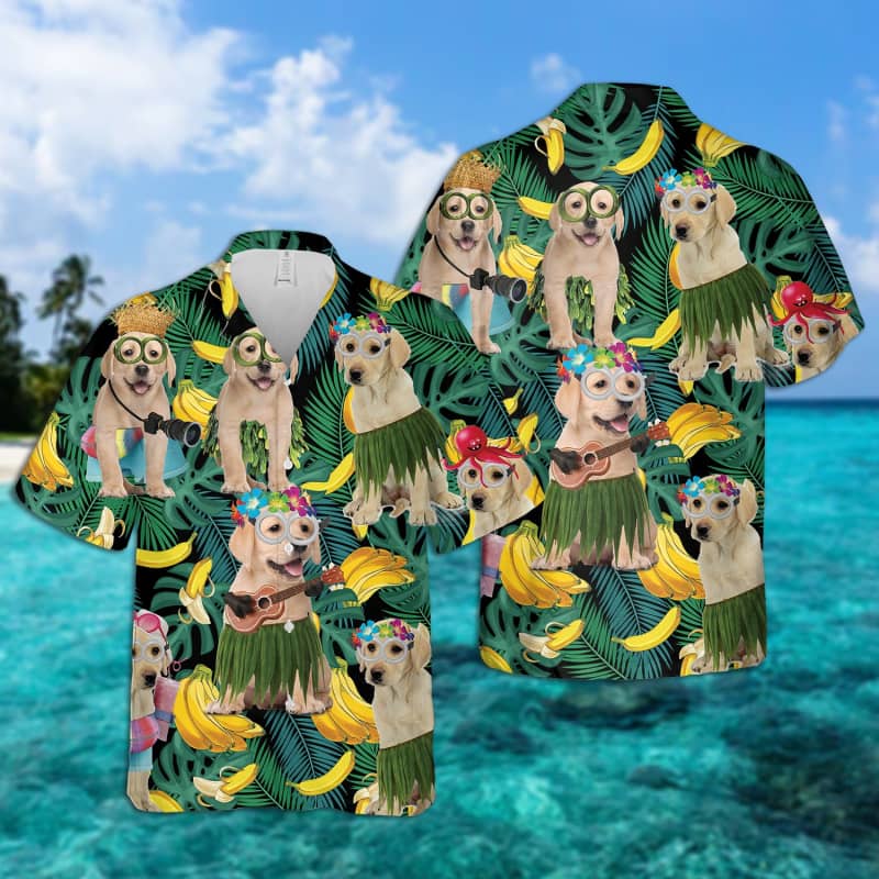 Labrador Summer Leaves Hawaiian Shirt 2