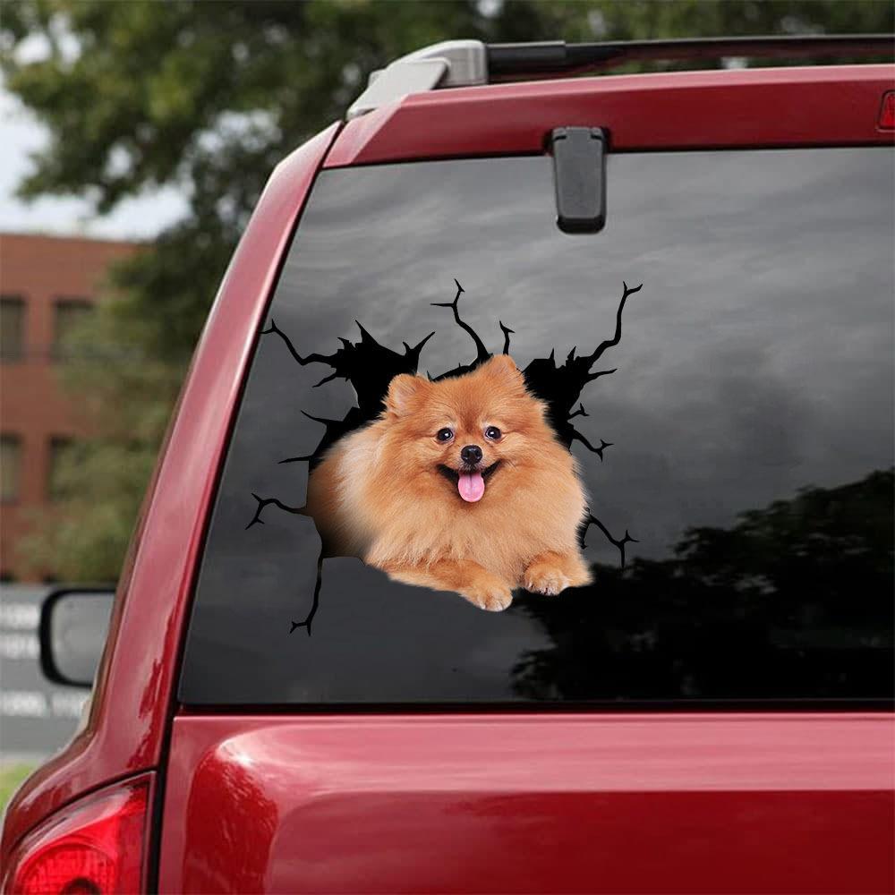 Pomeranian Crack Car Sticker, Toilet Sticker, Fridge Sticker 17