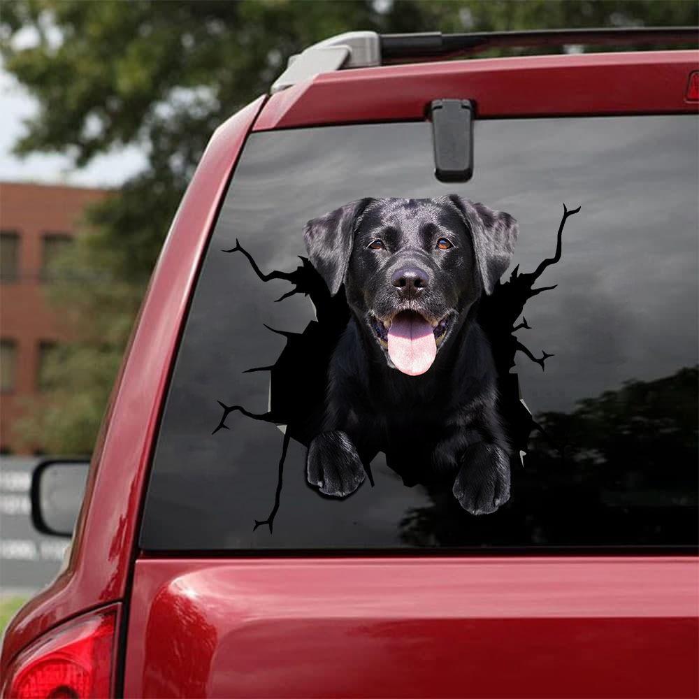 Black Labrador Retriever Crack Car Sticker, Toilet Sticker, Fridge Sticker 4