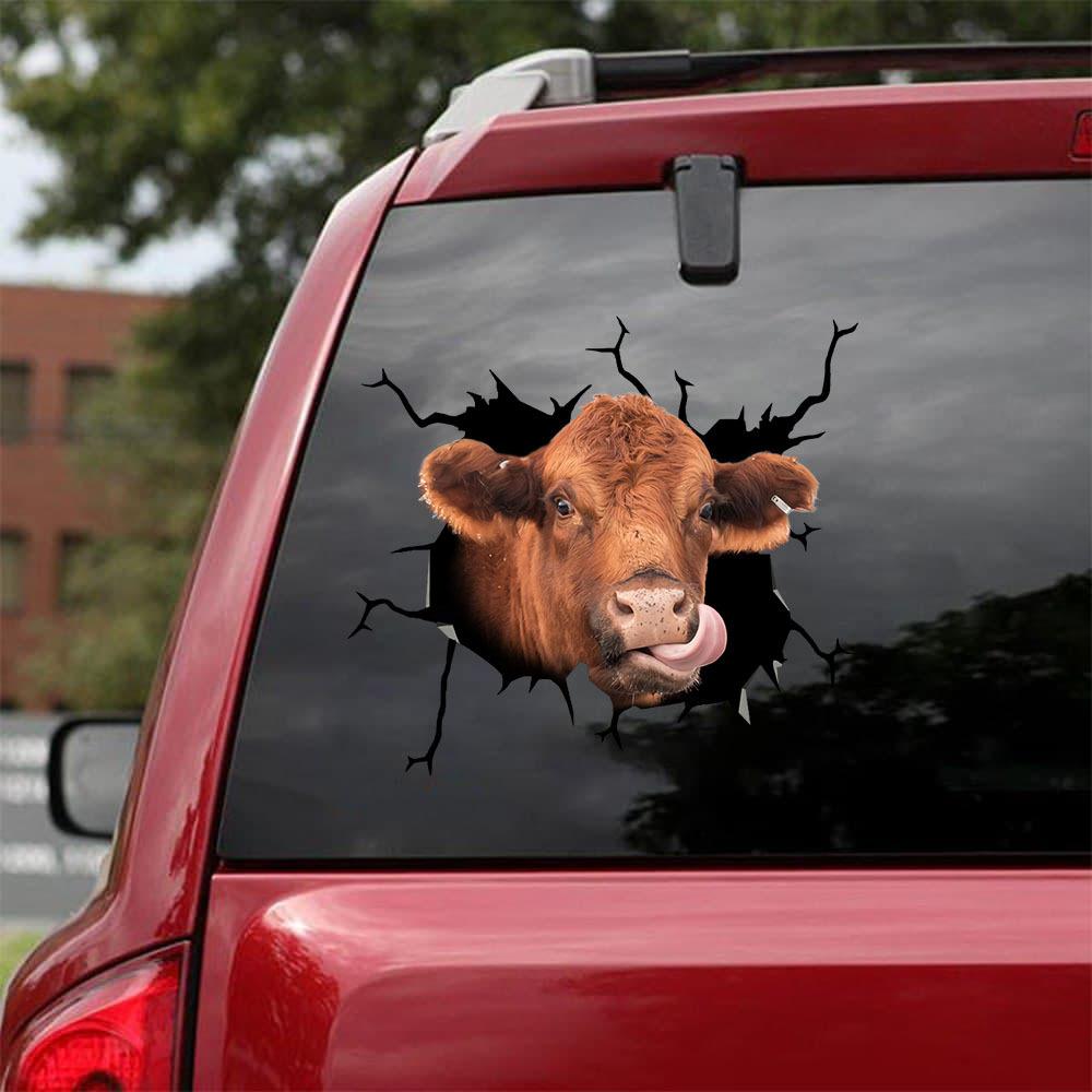 RED ANGUS COW CRACK STICKER CATTLE LOVER
