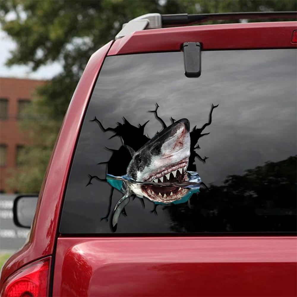 Shark Crack Car Sticker, Toilet Sticker, Fridge Sticker 7
