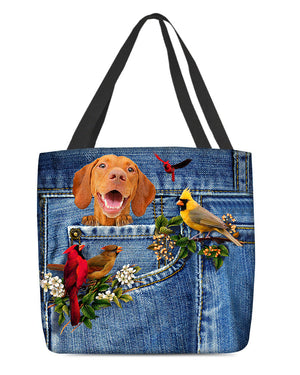 Vizsla-Cardinal & Dog Cloth Tote Bag