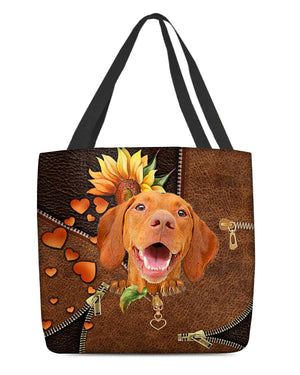 Vizsla-Sunflower&zipper Cloth Tote Bag