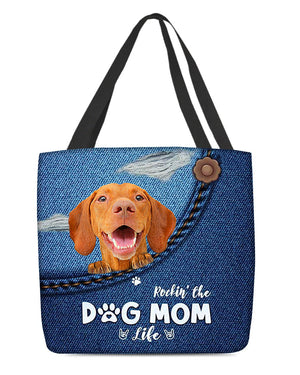 Vizsla-Dog Mom Life-Cloth Tote Bag