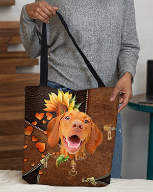 Vizsla-Sunflower&zipper Cloth Tote Bag