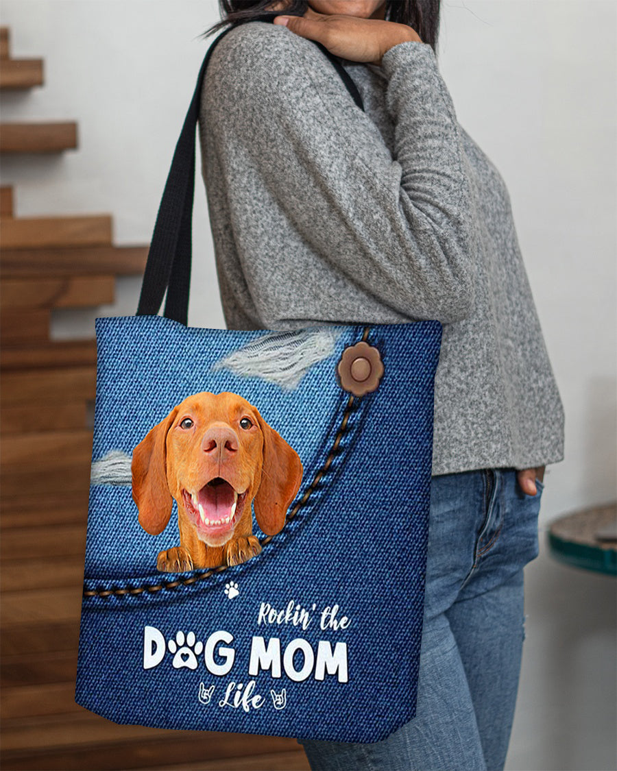 Vizsla-Dog Mom Life-Cloth Tote Bag