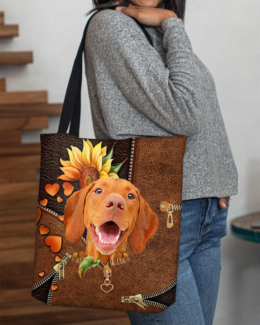 Vizsla-Sunflower&zipper Cloth Tote Bag