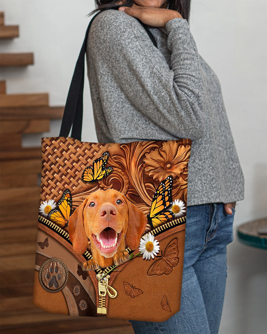 Vizsla Butterfly Daisy Cloth Tote Bag