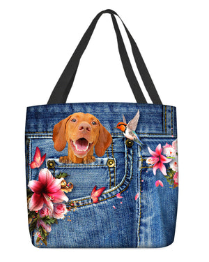 Vizsla-Lily Cloth Tote Bag