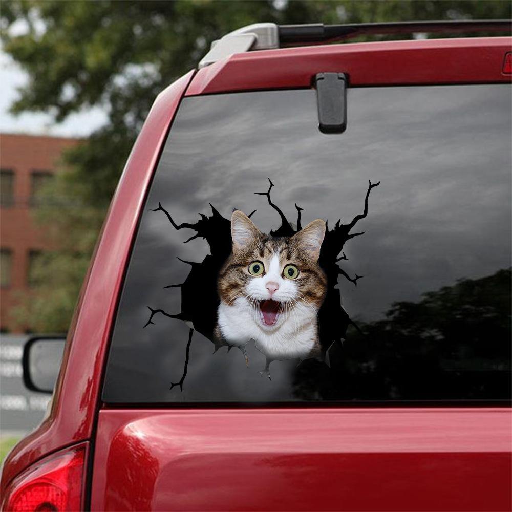 FUNNY CATS CRACK CAR STICKER CATS LOVER 3