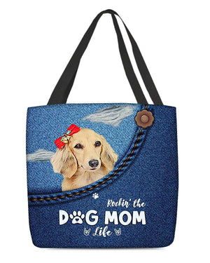 Long Haired Dachshund2-Dog Mom Life-Cloth Tote Bag