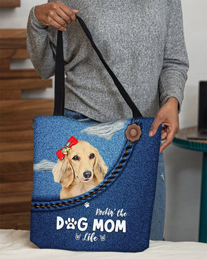 Long Haired Dachshund2-Dog Mom Life-Cloth Tote Bag