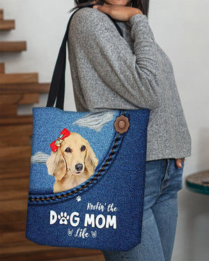 Long Haired Dachshund2-Dog Mom Life-Cloth Tote Bag