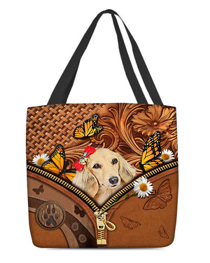 long haired Dachshund1 Butterfly Daisy Cloth Tote Bag