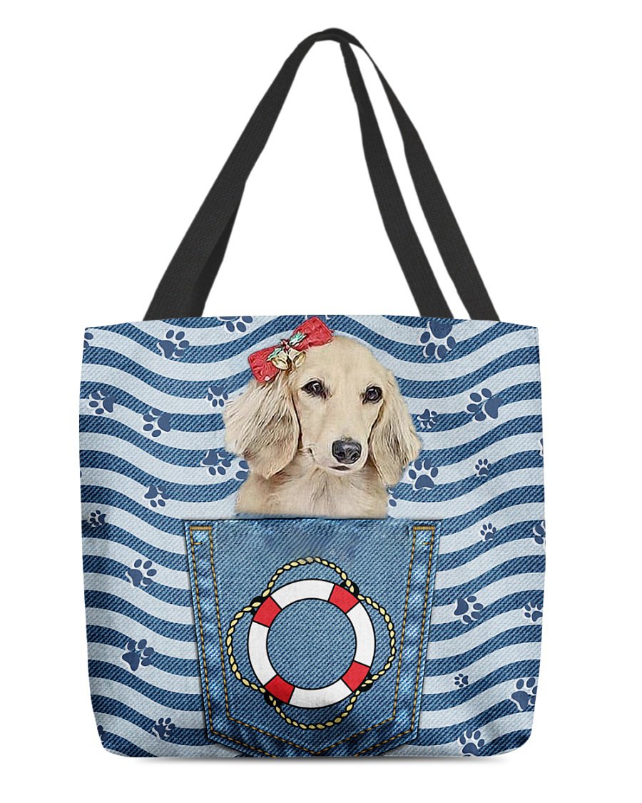 long haired Dachshund1 On Board-Cloth Tote Bag