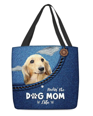 Long Haired Dachshund1-Dog Mom Life-Cloth Tote Bag