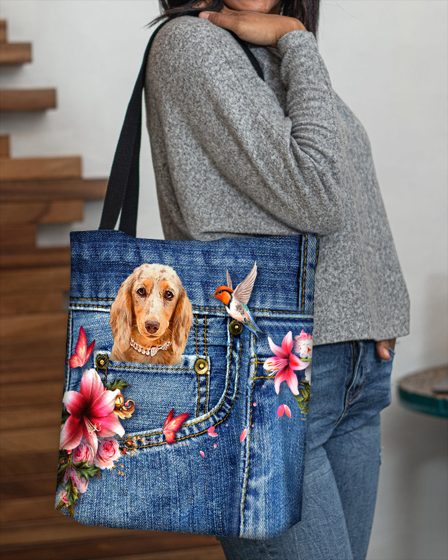 Long Haired Dachshund 2-Lily Cloth Tote Bag