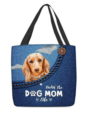 Long Haired Dachshund-Dog Mom Life-Cloth Tote Bag