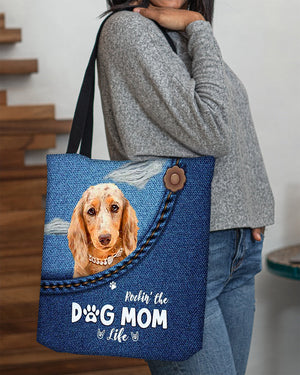 Long Haired Dachshund-Dog Mom Life-Cloth Tote Bag