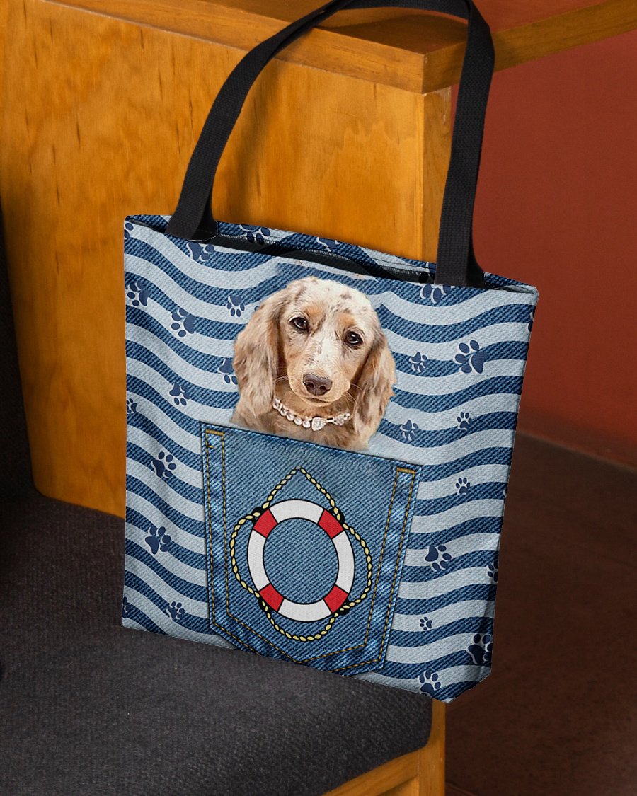 long haired Dachshund2 On Board-Cloth Tote Bag