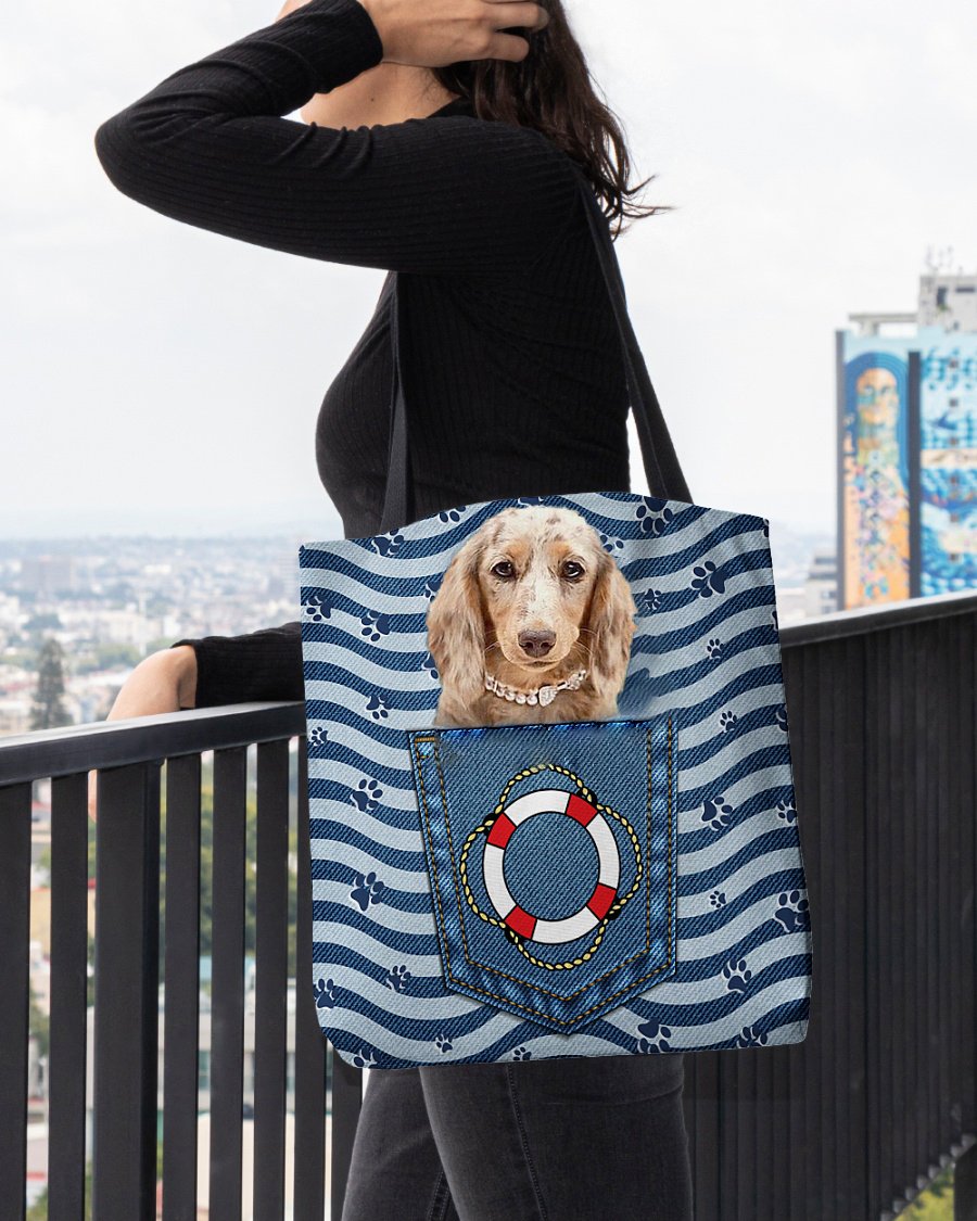 long haired Dachshund2 On Board-Cloth Tote Bag