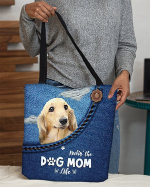 Long Haired Dachshund1-Dog Mom Life-Cloth Tote Bag