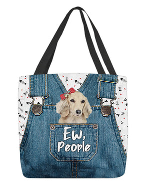 Long haired Dachshund 3-EW people-Cloth Tote Bag