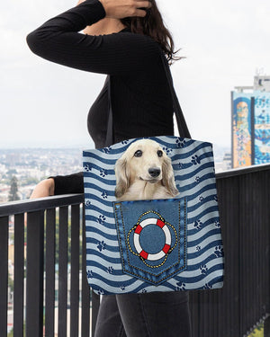 long haired Dachshund On Board-Cloth Tote Bag