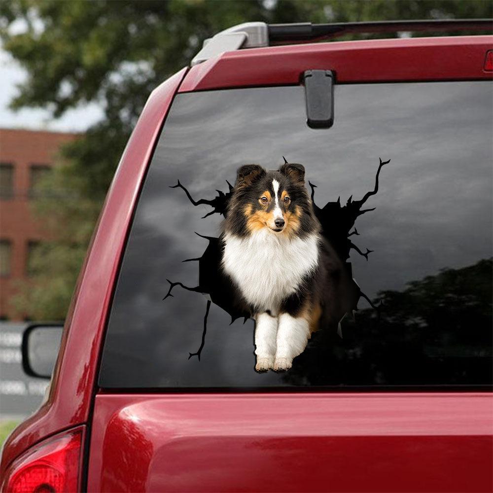 Shetland Sheepdog Crack Car Sticker, Toilet Sticker, Fridge Sticker 9