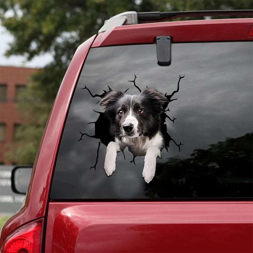 Border Collie Crack Car Sticker, Toilet Sticker, Fridge Sticker 23