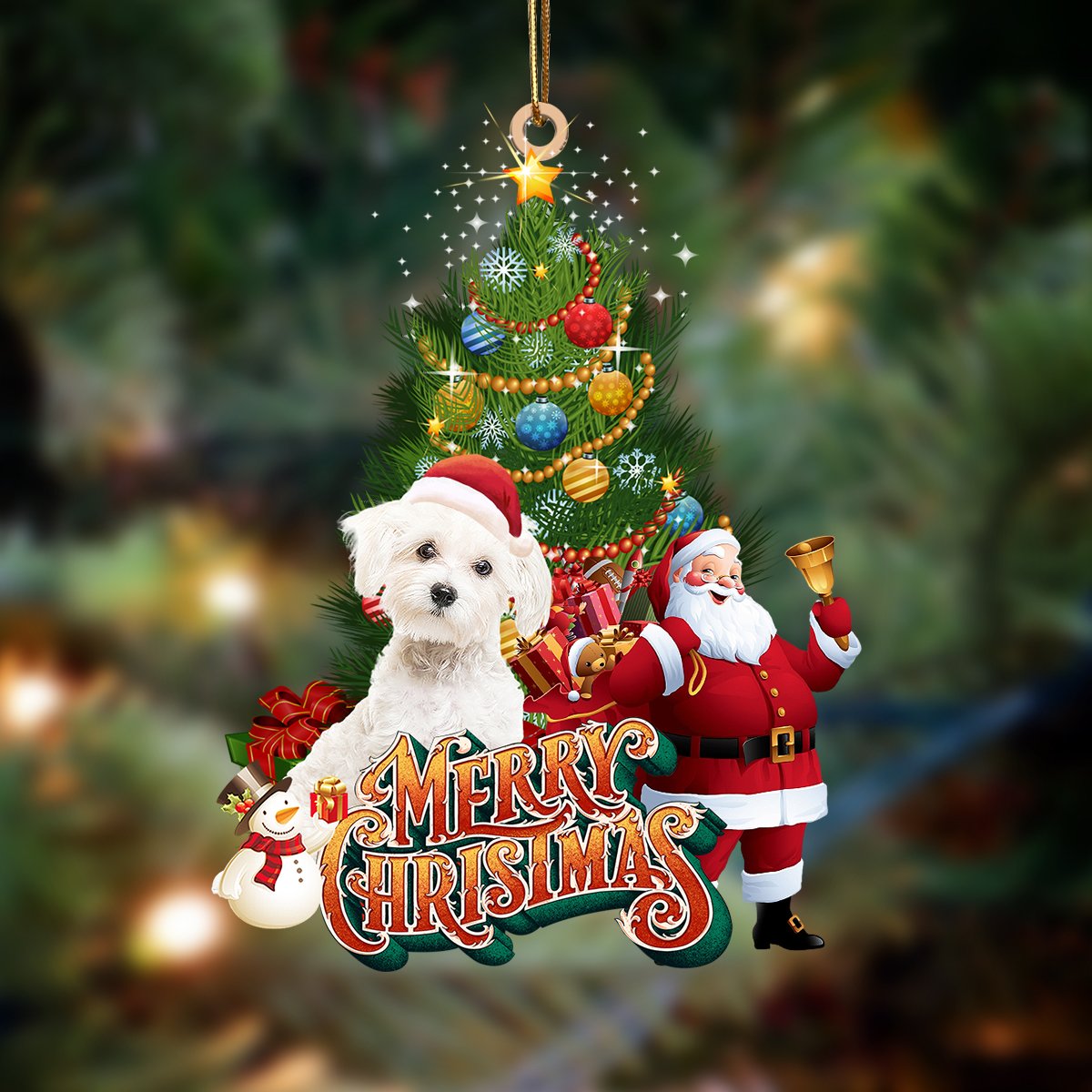 maltes-Christmas Tree&Dog Hanging Ornament