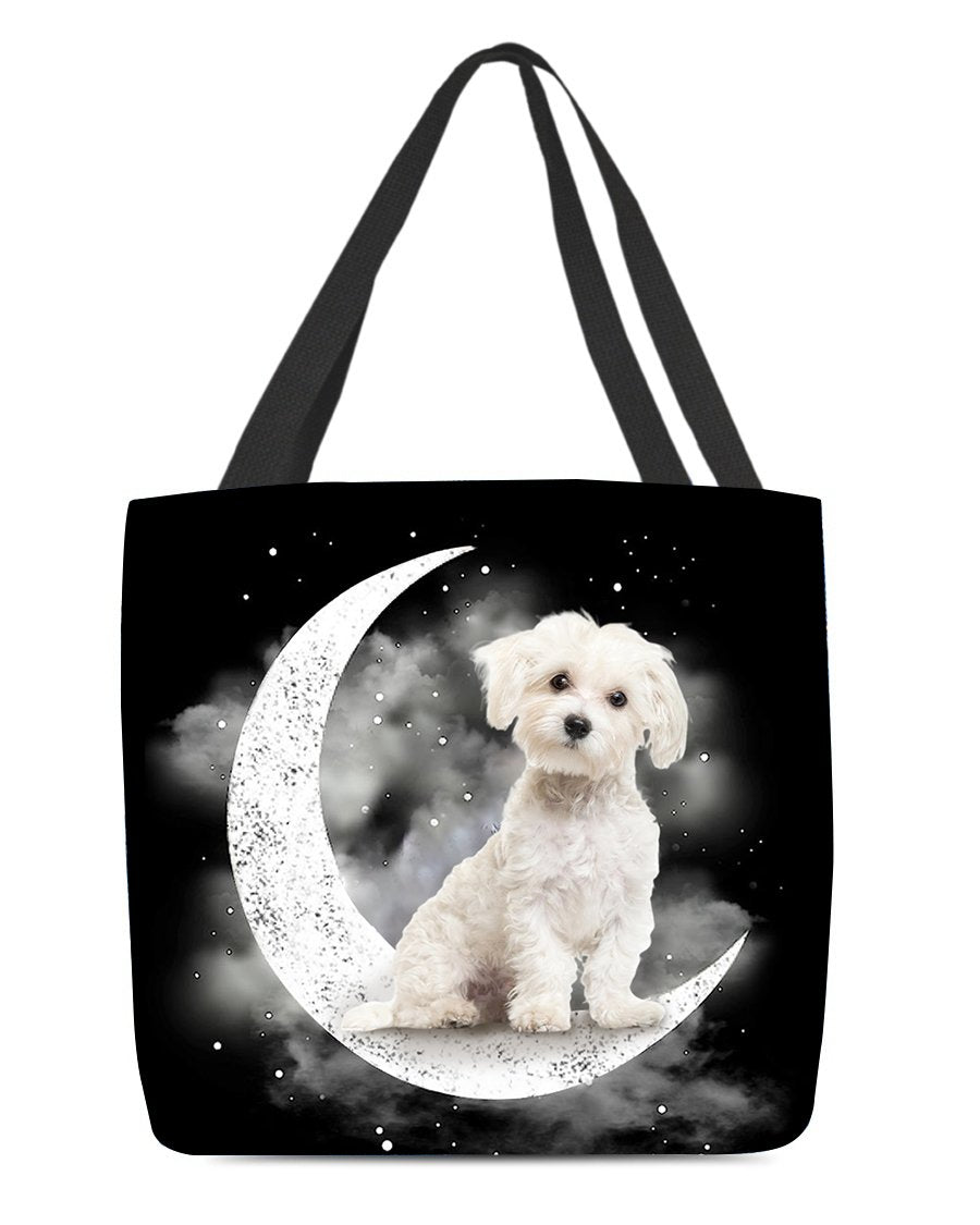 Maltese Sit On The Moon With Starts-Cloth Tote Bag