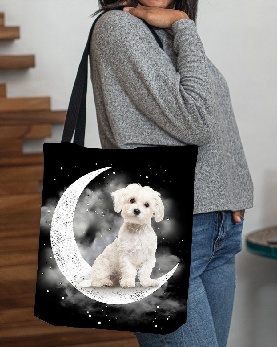 Maltese Sit On The Moon With Starts-Cloth Tote Bag