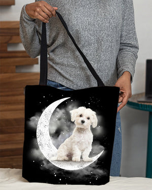 Maltese Sit On The Moon With Starts-Cloth Tote Bag