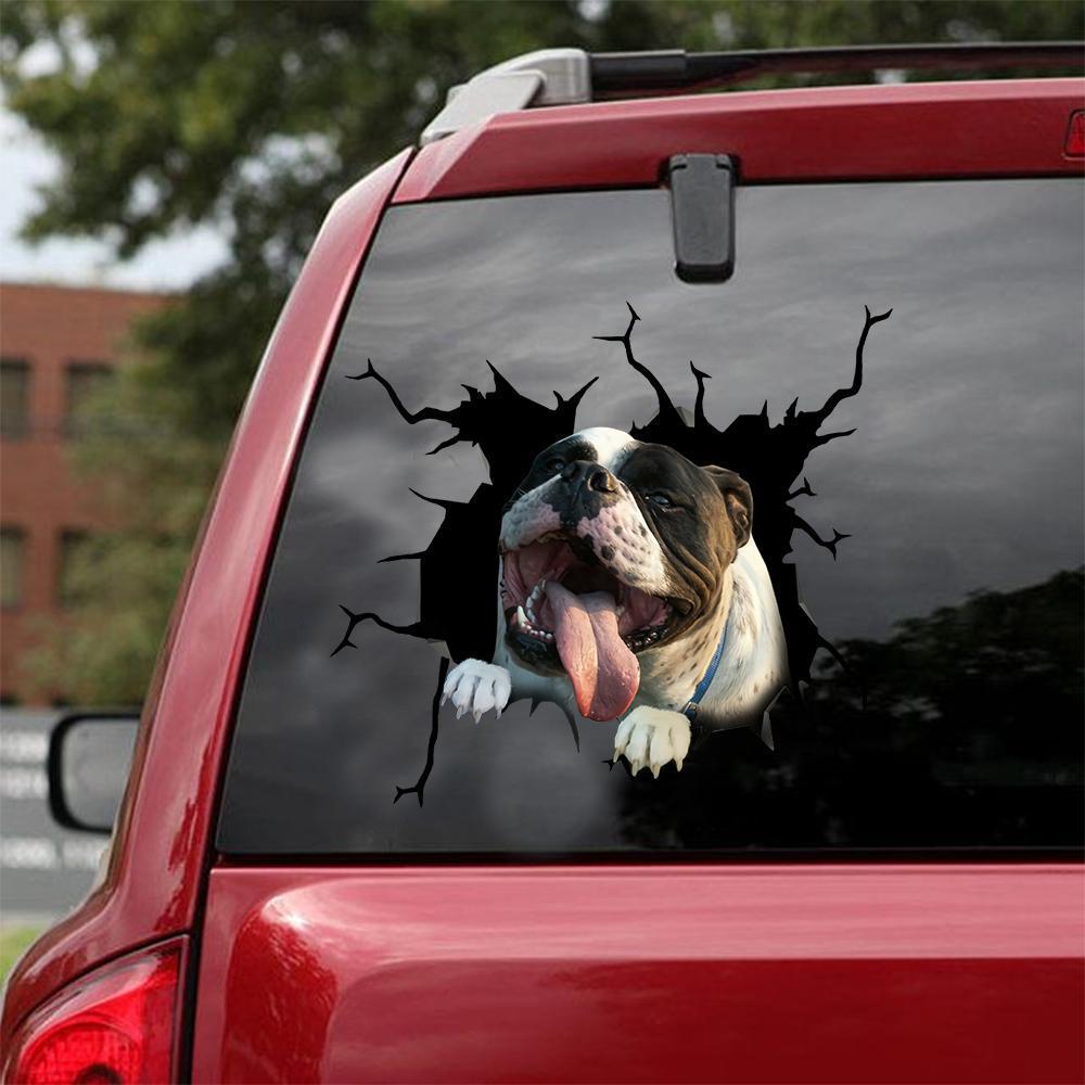 Bulldog English Bulldog Crack Car Sticker, Toilet Sticker, Fridge Sticker 15