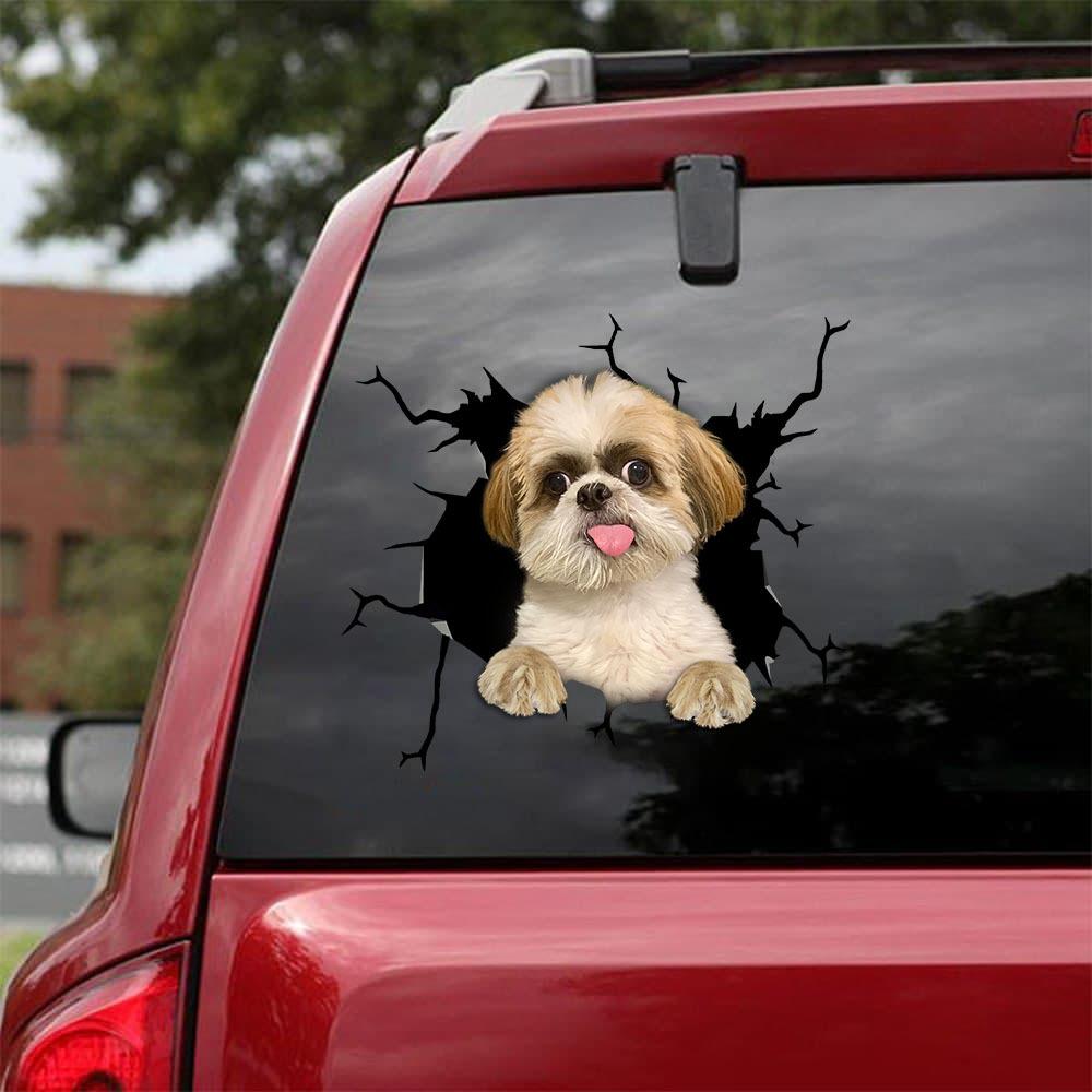 Shih Tzu Crack Car Sticker, Toilet Sticker, Fridge Sticker 14