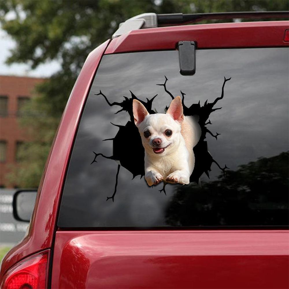 Chihuahua Crack Car Sticker, Toilet Sticker, Fridge Sticker (24)