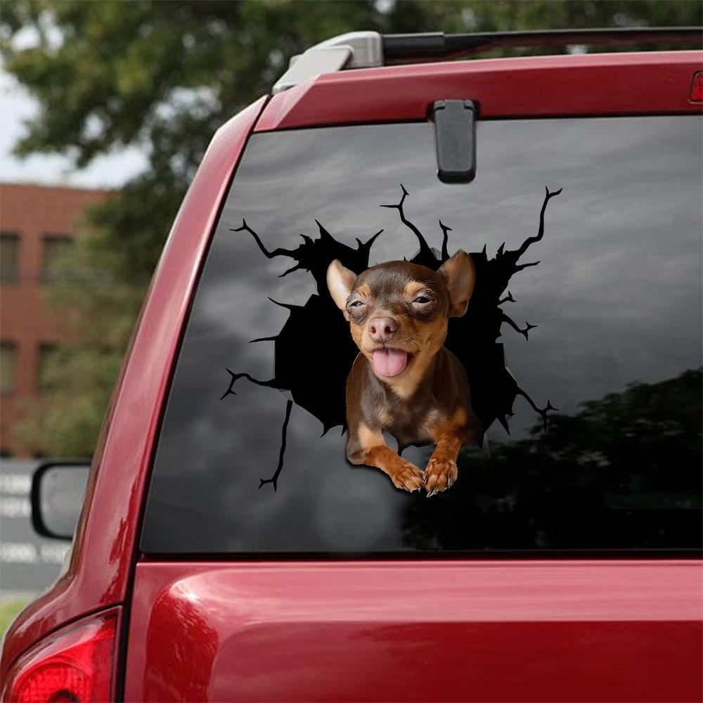 Chihuahua Crack Car Sticker, Toilet Sticker, Fridge Sticker (22)