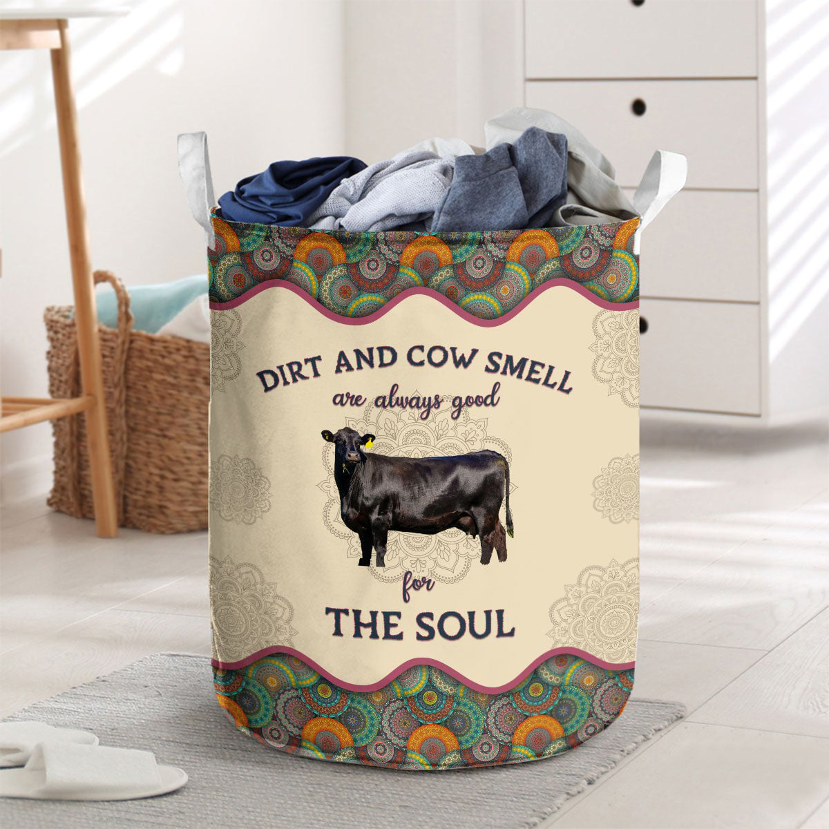 Black Angus-Dirt And Cow Smell Are Always Good For The Soul Laundry Basket