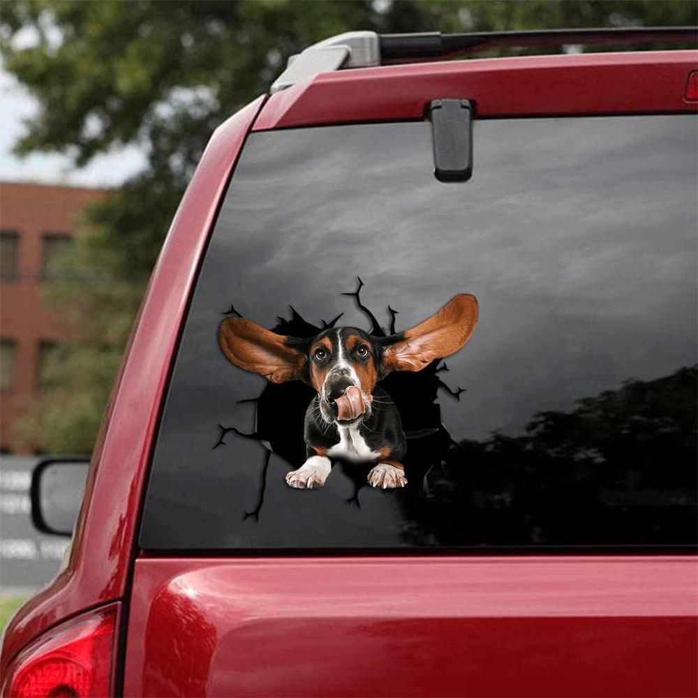 Basset Hound Crack Car Sticker, Toilet Sticker, Fridge Sticker 24