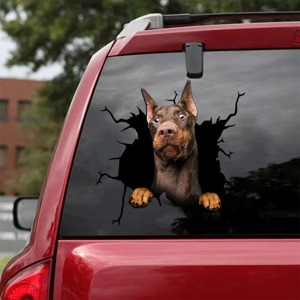 DOBERMAN CRACK CAR STICKER