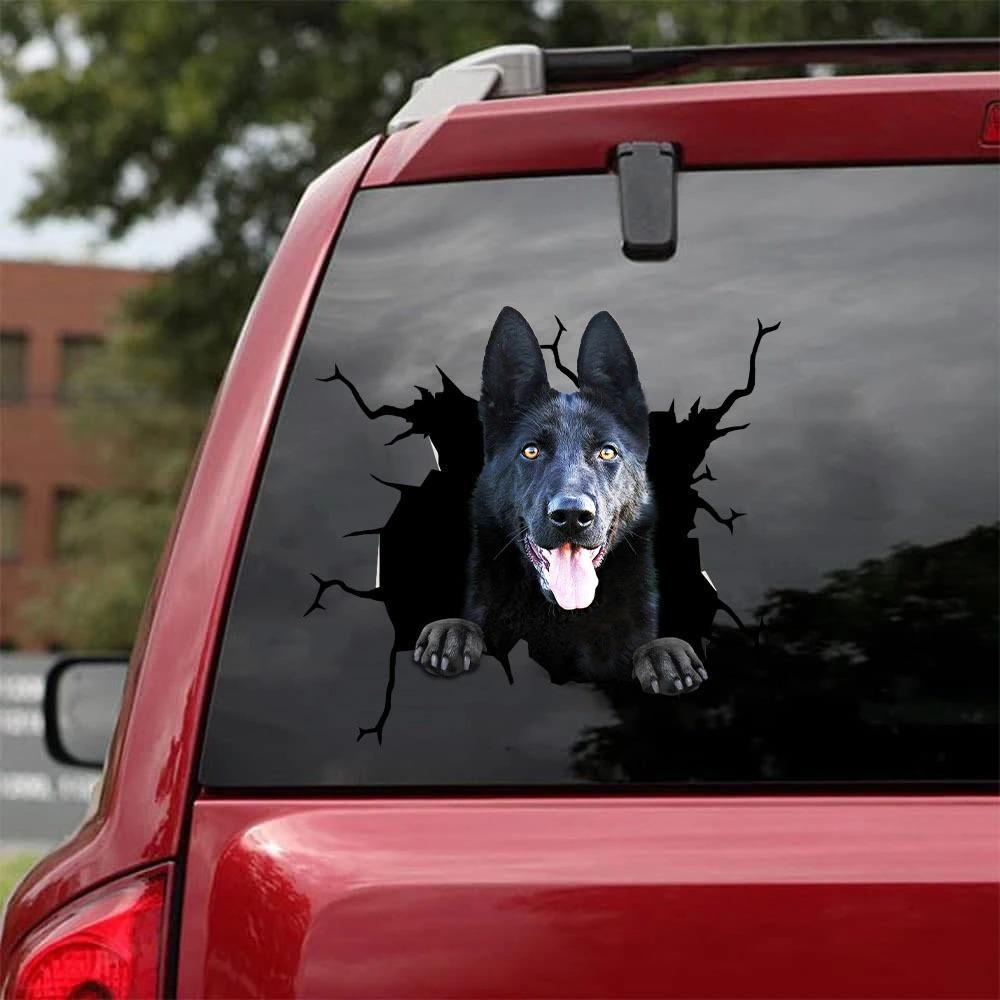 GERMAN SHEPHERD CRACK CAR STICKER 2