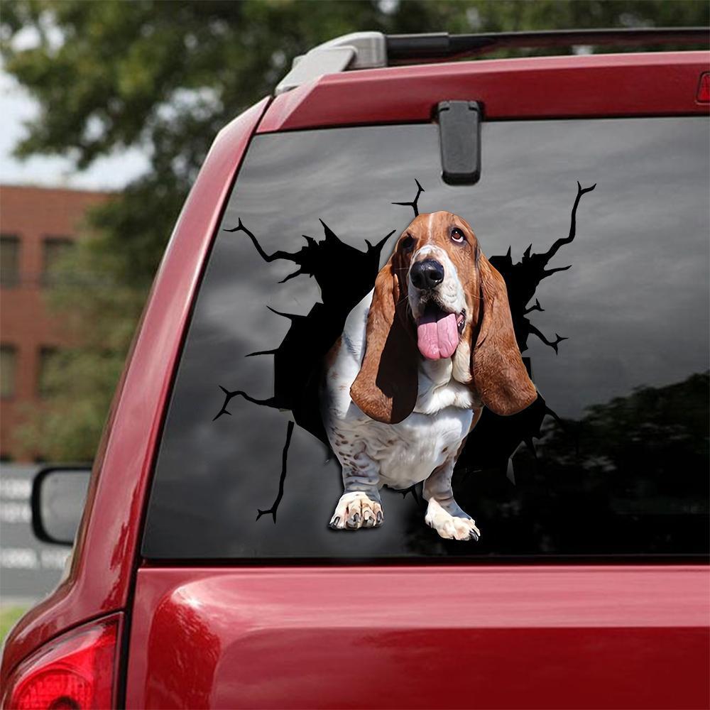 Basset Hound Crack Car Sticker, Toilet Sticker, Fridge Sticker 12